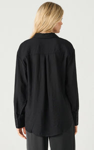 Long Sleeve Flowy Satin Blouse - Black Tape