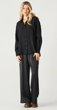 Load image into Gallery viewer, Long Sleeve Flowy Satin Blouse - Black Tape