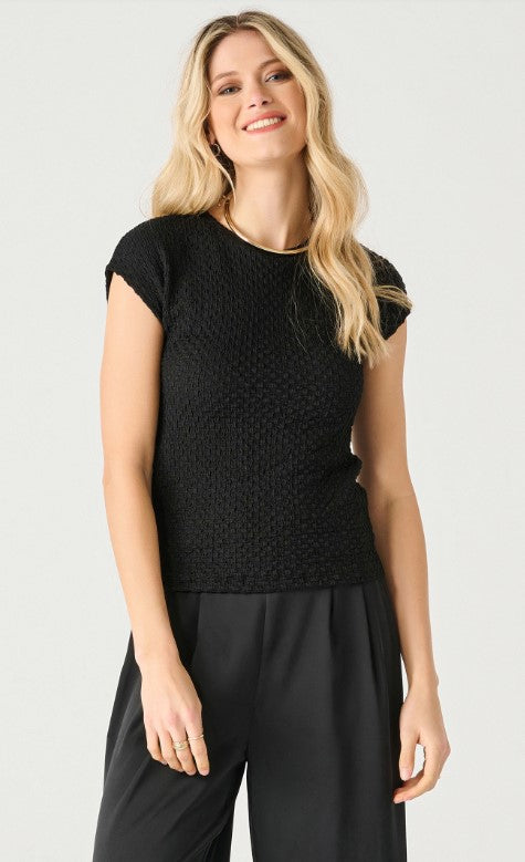 Drop Shoulder Textured Top - Black Tape