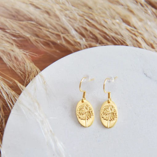 Matte Dandelion Earrings - Gold - Oh So Lovely