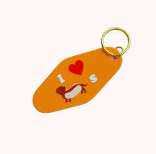 Load image into Gallery viewer, I Heart Weiner Dogs Motel Tag Keychain