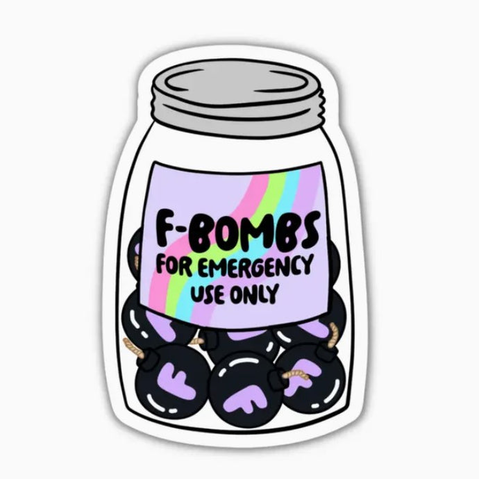 F-Bombs Jar For Emergency Use Only Vinyl Sticker