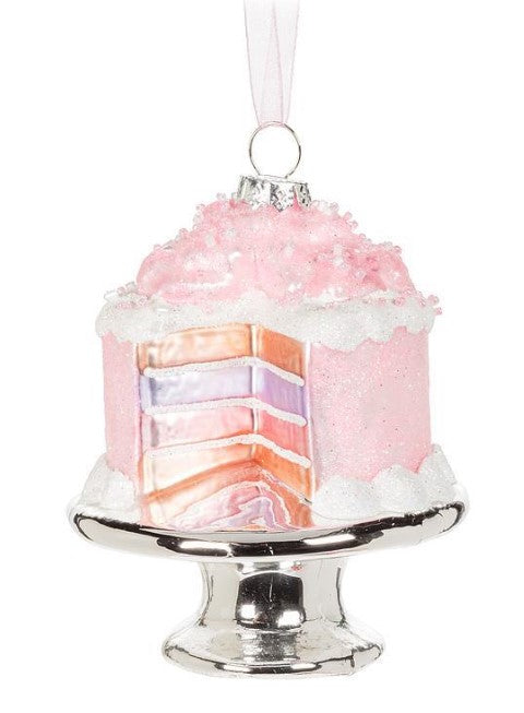 Cut Layer Cake on Plate Ornament