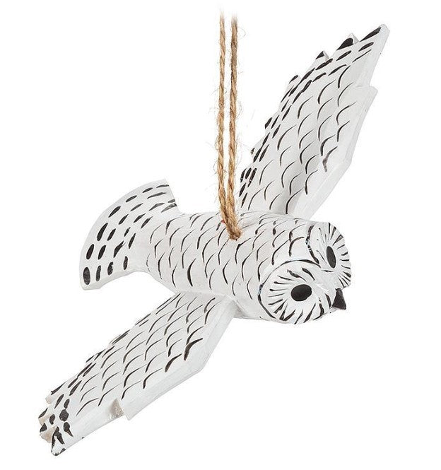 Flying Snowy Owl Ornament