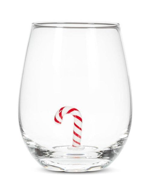 Candy Cane Icon Stemless Wine Glass