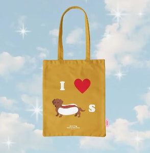 I Heart Weiner Dogs Organic Cotton Tote