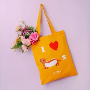 I Heart Weiner Dogs Organic Cotton Tote