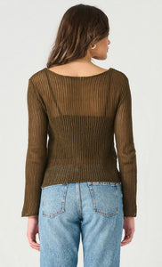 Long Sleeve Mesh Stitch Sweater - Deep Olive - Dex