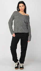 Long Sleeve Bevelled Hem Sweater - Dex