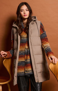 Hooded Puffer Vest - Taupe - Dex