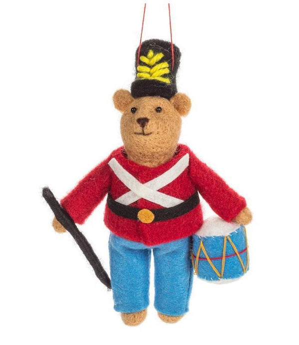 Soldier Bear with Drum Ornament