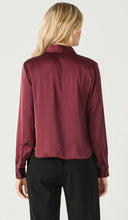 Load image into Gallery viewer, Long Sleeve Flowy Satin Blouse - Deep Burgundy - Black Tape