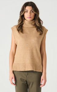 Short Sleeve Turtleneck Vest - Camel Beige - Dex