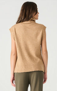 Short Sleeve Turtleneck Vest - Camel Beige - Dex