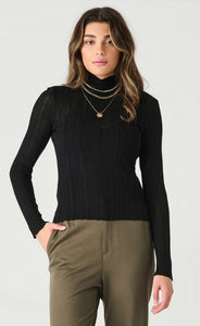 Long Sleeve Mock Neck Ribbed Top - Dex