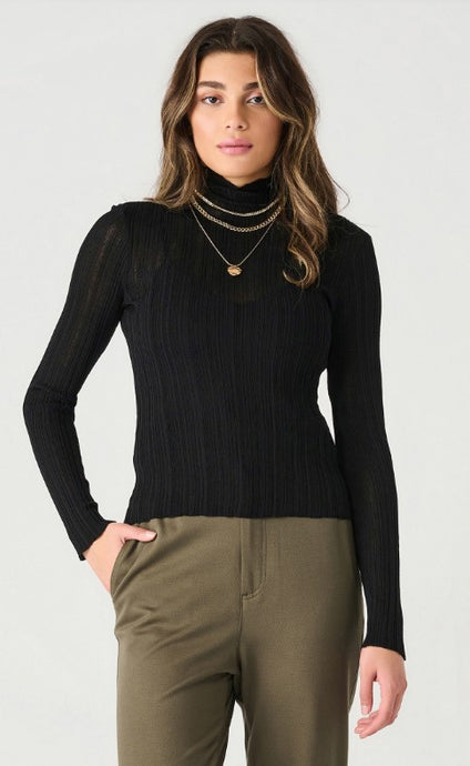 Long Sleeve Mock Neck Ribbed Top - Dex