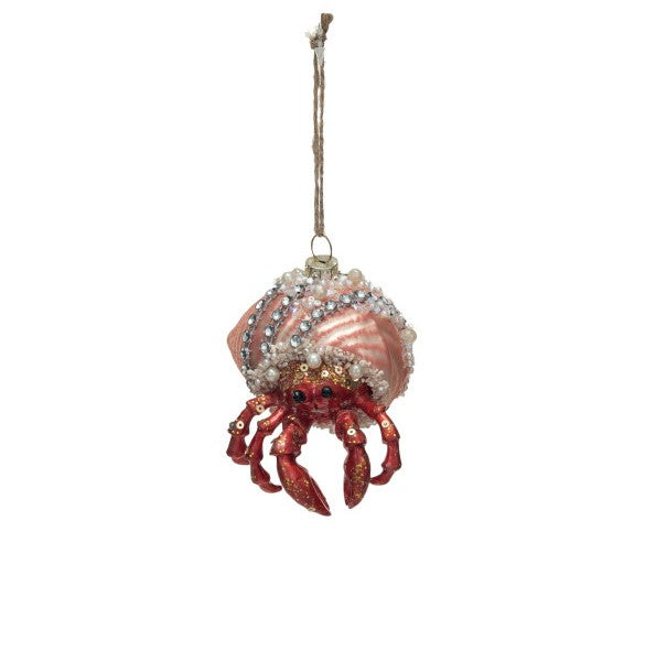 Glass Hermit Crab Ornament with Glitter