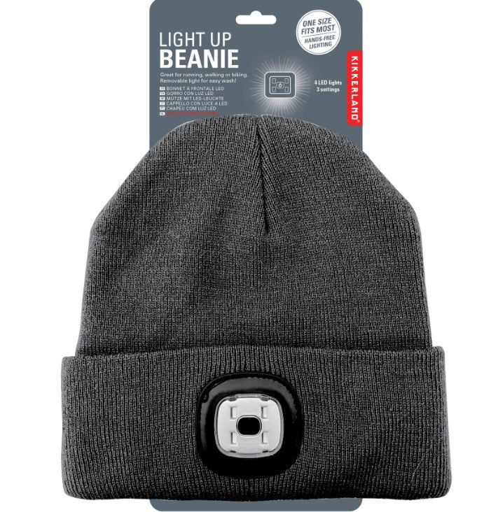 Bright LED Light Up Grey Beanie Hat - Kikkerland – Soak