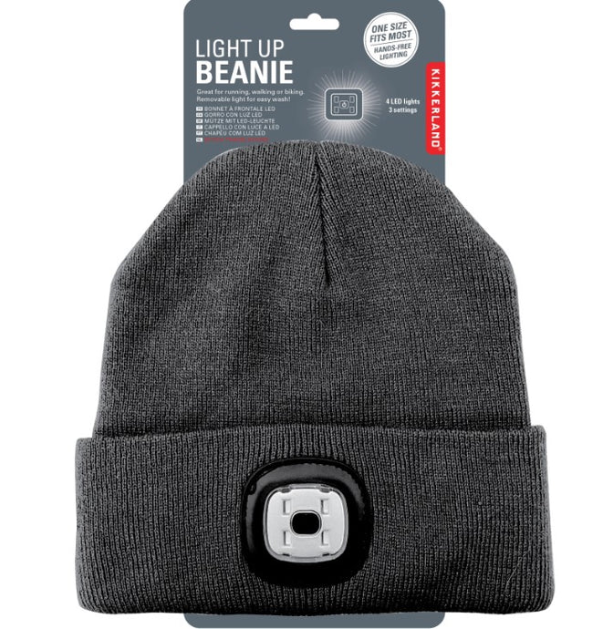 Bright LED Light Up Grey Beanie Hat - Kikkerland