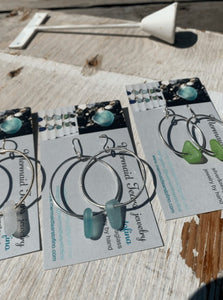 Seaglass Hoop Earrings  - Mermaid Tears