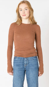 Brushed Crewneck Tee - Chestnut Heather