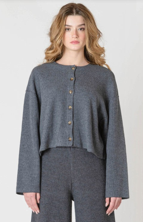 Ribbed Cardigan - Charcoal Grey