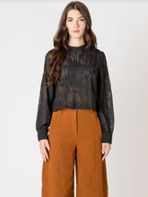 Load image into Gallery viewer, Embroidered Lace Insert Top - Black