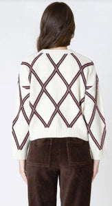 Diamond Check Sweater - Cream/Cocoa