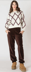 Diamond Check Sweater - Cream/Cocoa