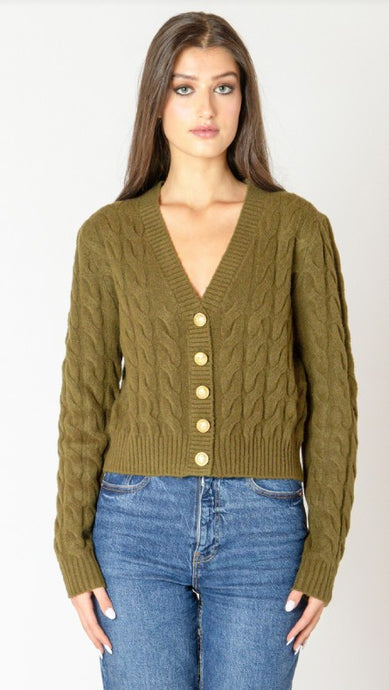 Cable Knit Cardigan - Evergreen