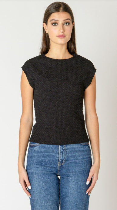 Drop Shoulder Textured Top - Black