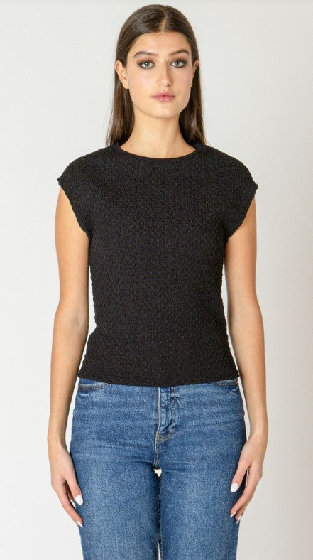 Drop Shoulder Textured Top - Black
