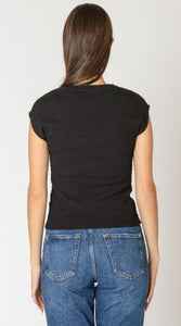 Drop Shoulder Textured Top - Black