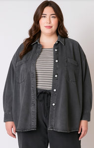 Knit Denim Jacket - Washed Black