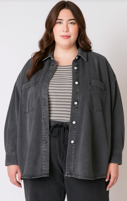 Knit Denim Jacket - Washed Black