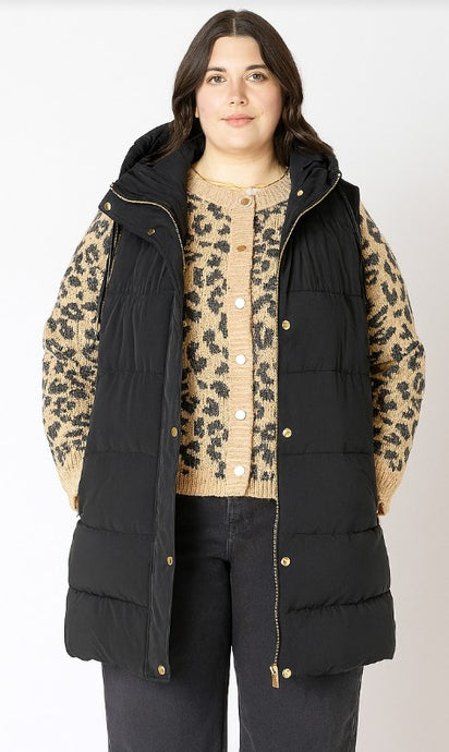 Hooded Puffer Vest - Black