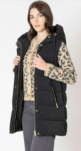 Hooded Puffer Vest - Black