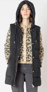 Hooded Puffer Vest - Black