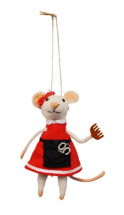 Mouse Hairdresser Ornament