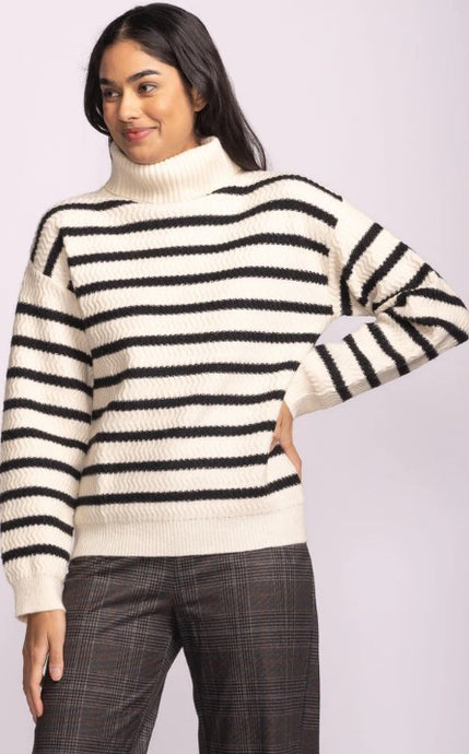Corsica Sweater - White/Black Stripe
