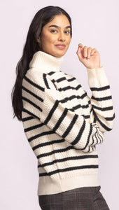 Corsica Sweater - White/Black Stripe