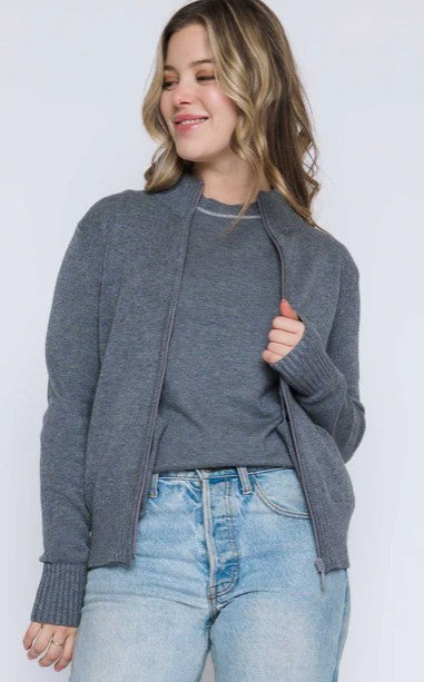 Aida Zip Cardi - Grey