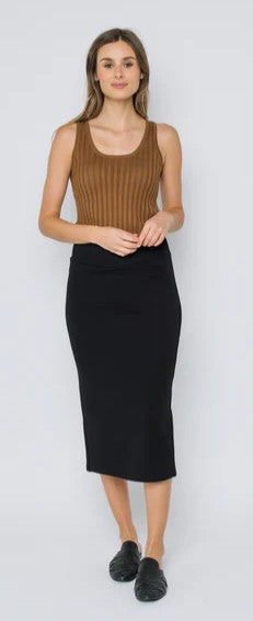 Erin Luxe Fleece Midi Skirt - Black