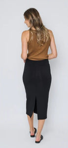 Erin Luxe Fleece Midi Skirt - Black