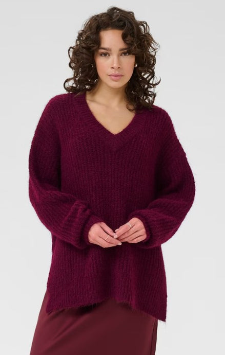 KAane V-Neck Pullover - Winsor Wine - Kaffe