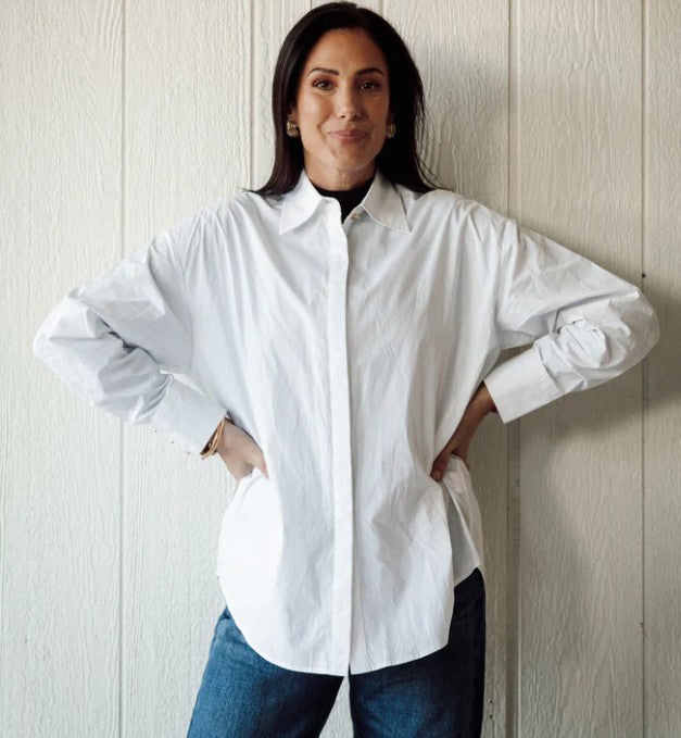Bow Poplin Shirt - White - Brunette The Label