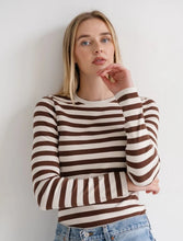 Load image into Gallery viewer, Ribbed Long Sleeve - Espresso/Cream - Brunette The Label