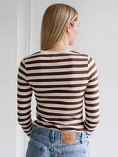 Load image into Gallery viewer, Ribbed Long Sleeve - Espresso/Cream - Brunette The Label