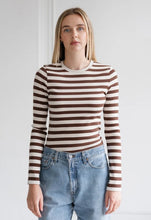 Load image into Gallery viewer, Ribbed Long Sleeve - Espresso/Cream - Brunette The Label