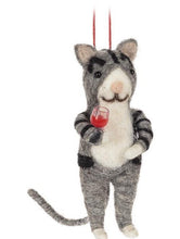 Load image into Gallery viewer, Wine Drinking Cats Ornament